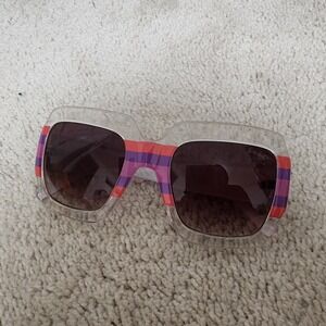 Lilly Pulitzer Oversized Square Sunglasses Coral‎ Pink Blue Coral Print